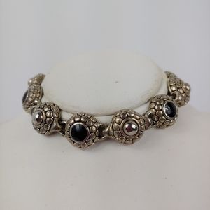 Sterling Bracelet Black Stones and Silver Studs